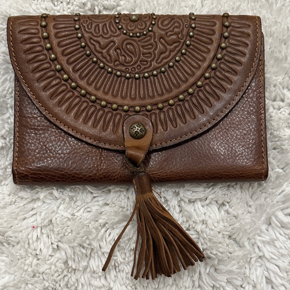 Patricia Nash Brown Leather Tassel Clutch wallet